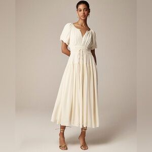 J. Crew Elena Puff Sleeve Dress in Crepe de Chine